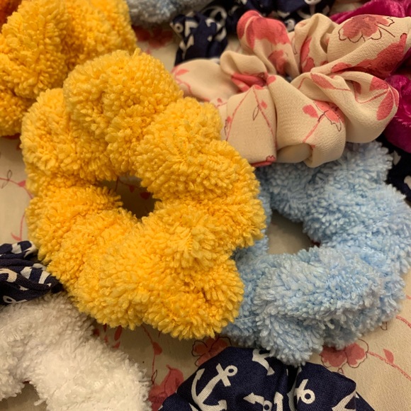 3 for $12 HANDMADE scrunchies ♥️💙🤍🧡 - Picture 2 of 5